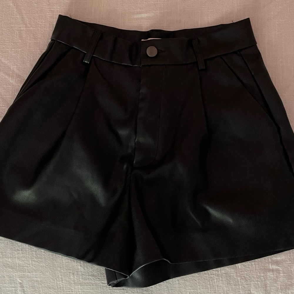 Faux Leather High Wasted Shorts - Size Small